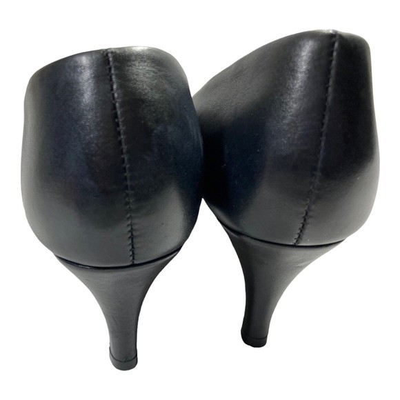 Manoli Heels Black Leather Peep Toe Platform Pumps Women's 6.5M Made in Brazil - Picture 6 of 8